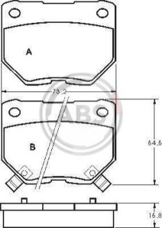 Гальмівнi колодки дисковi задн. Nissan 300 ZX 3.0 05.90-09.95 A.B.S. 36719 (фото 1)