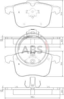 Гальмівні колодки пер. Opel Vectra C 02- (ATE) A.B.S. 37389 (фото 1)