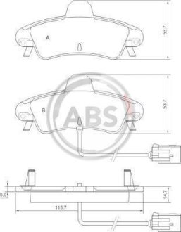 Колодки гальмівні дискові, комплект A.B.S. 37498