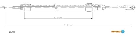 Трос гальмівний MERCEDES 200D-220D-230-240D/TDCentr. 76-/250T-280-300D/TDCentr. 76- ADRIAUTO 270211 (фото 1)