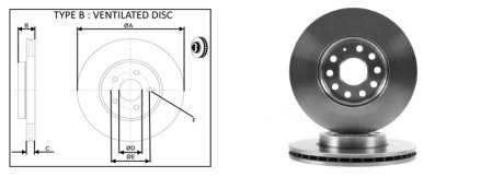 Диск тормозной передний (кратно 2) VW GOLF VII (12-), T-ROC (17-) D287.8mm APPLUS APLUS 61265AP