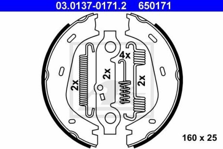 Комплект тормозных колодок, стояночная тормозная система ATE 03.0137-0171.2