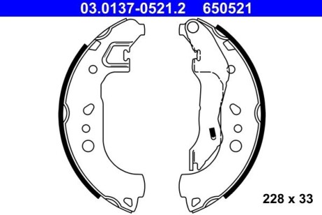 Тормозные колодки, барабанный тормоз ATE 03.0137-0521.2