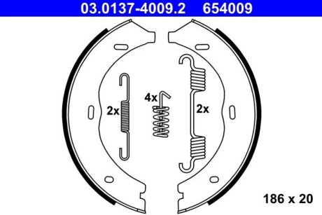 Колодки гальмівні барабанні к-кт ATE 03013740092