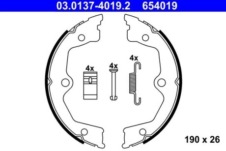 Гальмівні колодки барабанні ATE 03.0137-4019.2