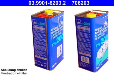 Жидкость тормозная dot 4, "Brake Fluid TYP 200", 5л ATE 03.9901-6203.2