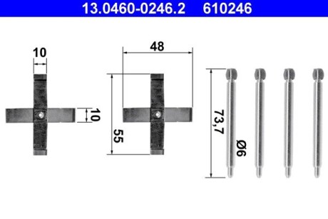 Комплектующие, колодки дискового тормоза ATE 13.0460-0246.2