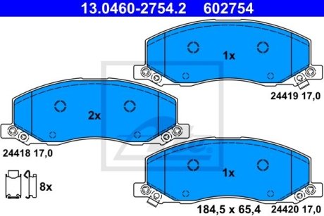 Колодки гальмівні дискові, комплект ATE 13.0460-2754.2 (фото 1)