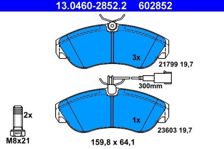 Колодки гальмівні дискові, комплект ATE 13.0460-2852.2