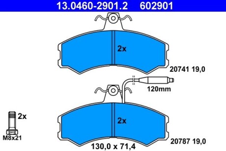 Колодки гальмівні дискові, комплект ATE 13.0460-2901.2