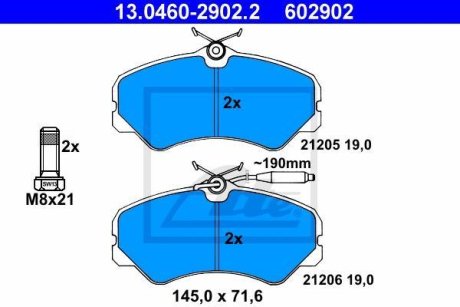 Колодки гальмівні дискові, комплект ATE 13.0460-2902.2