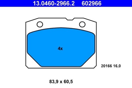 Колодки гальмівні дискові, комплект ATE 13.0460-2966.2