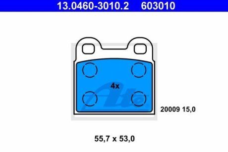 Колодки гальмівні дискові, комплект ATE 13.0460-3010.2 (фото 1)