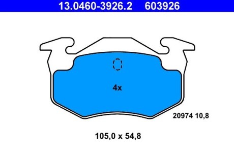 Колодки гальмівні дискові, комплект ATE 13.0460-3926.2