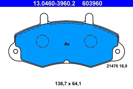 Колодки гальмівні дискові, комплект ATE 13.0460-3960.2