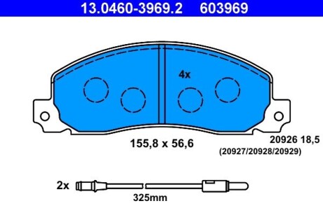 Колодки гальмівні дискові, комплект ATE 13.0460-3969.2