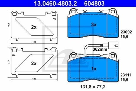 Колодки гальмівні дискові, комплект ATE 13.0460-4803.2