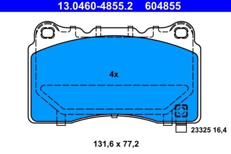 Колодки гальмівні дискові, комплект ATE 13.0460-4855.2