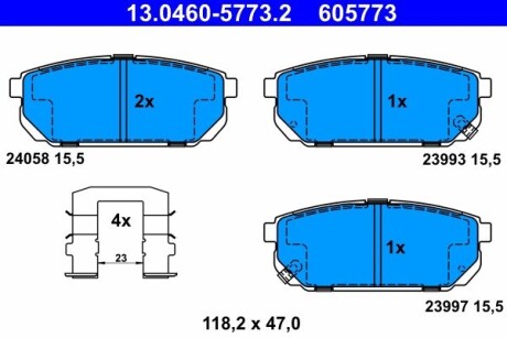 Колодки гальмівні дискові, комплект ATE 13.0460-5773.2