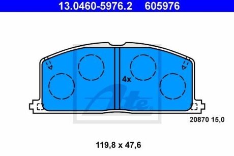 Колодки гальмівні дискові, комплект ATE 13.0460-5976.2