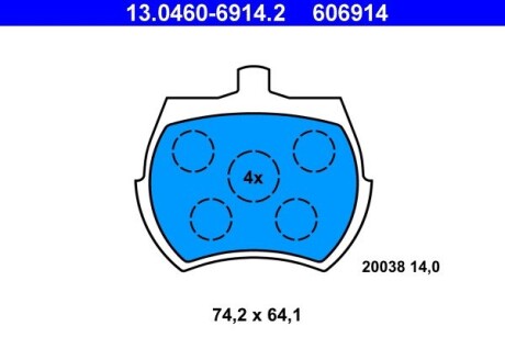 Колодки гальмівні дискові, комплект ATE 13.0460-6914.2