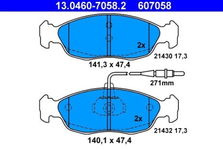 Колодки гальмівні дискові, комплект ATE 13.0460-7058.2