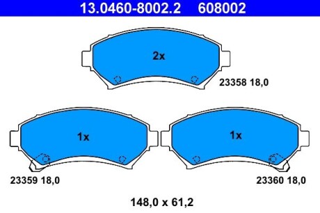 Колодки гальмівні дискові, комплект ATE 13.0460-8002.2