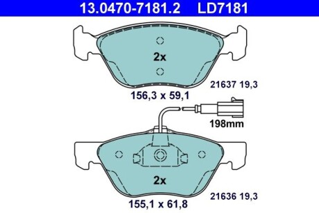 Колодки гальмівні дискові, комплект ATE 13.0470-7181.2