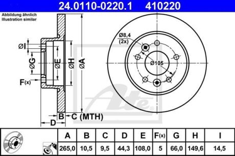 Тормозной диск ATE 24.0110-0220.1 (фото 1)