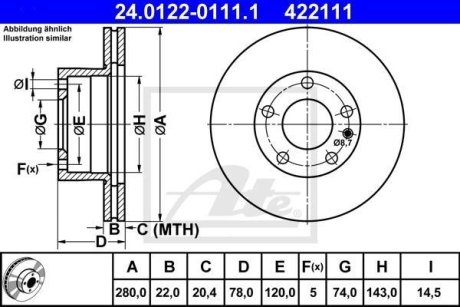 Тормозной диск ATE 24.0122-0111.1 (фото 1)