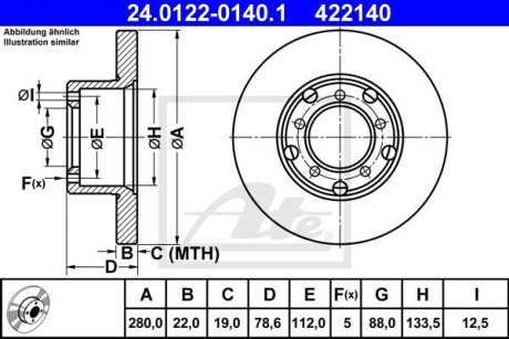 Тормозной диск ATE 24.0122-0140.1 (фото 1)