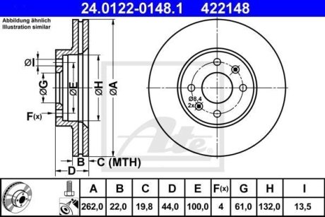 Тормозной диск ATE 24.0122-0148.1 (фото 1)