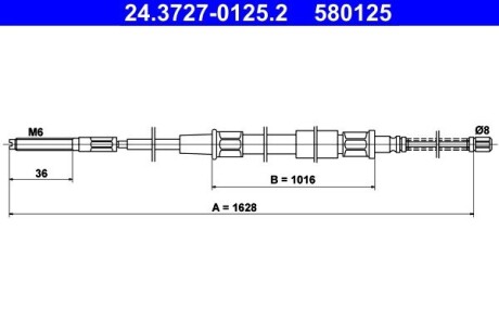 Трос, стояночная тормозная система ATE 24.3727-0125.2 (фото 1)