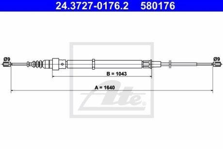 Трос, стояночная тормозная система ATE 24.3727-0176.2 (фото 1)