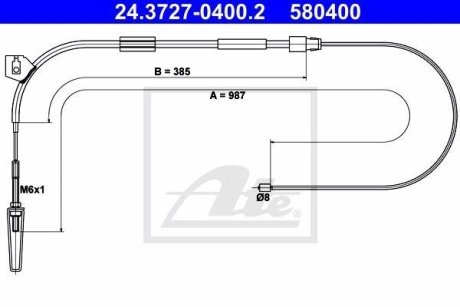 Трос, стояночная тормозная система ATE 24.3727-0400.2 (фото 1)
