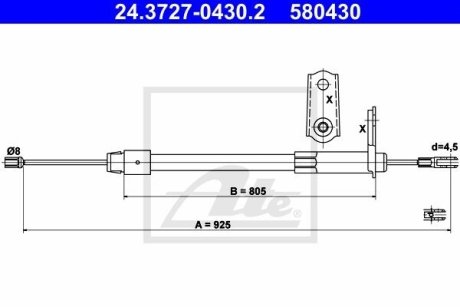 Трос, стояночная тормозная система ATE 24.3727-0430.2
