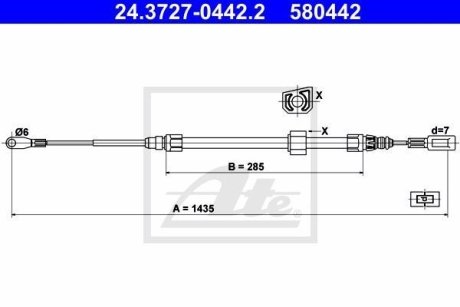 Трос, стояночная тормозная система ATE 24.3727-0442.2