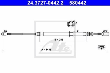Трос, стояночная тормозная система ATE 24.3727-0442.2 (фото 1)