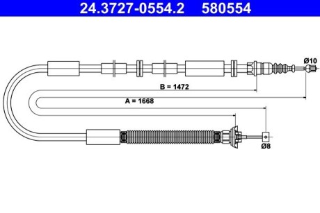 Трос гальма стоянки ATE 24.3727-0554.2