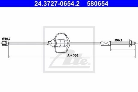 Трос, стояночная тормозная система ATE 24.3727-0654.2 (фото 1)