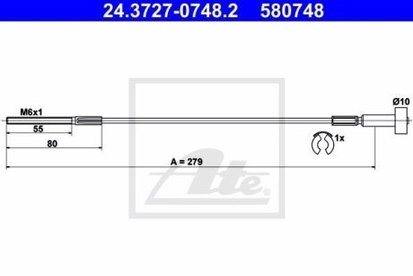 Трос, стояночная тормозная система ATE 24.3727-0748.2 (фото 1)