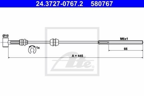 Трос, стояночная тормозная система ATE 24.3727-0767.2
