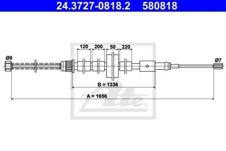 Трос, стояночная тормозная система ATE 24.3727-0818.2