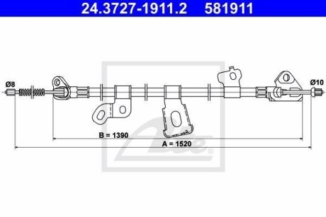 Трос, стояночная тормозная система ATE 24.3727-1911.2 (фото 1)