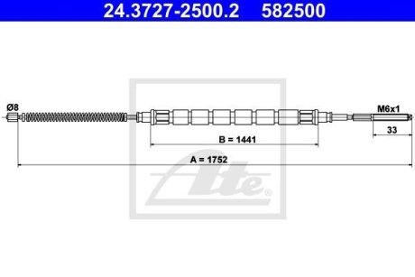 Трос, стояночная тормозная система ATE 24.3727-2500.2 (фото 1)