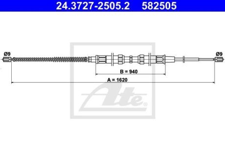 Трос, стояночная тормозная система ATE 24.3727-2505.2 (фото 1)