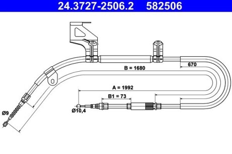 Трос, стояночная тормозная система ATE 24.3727-2506.2 (фото 1)