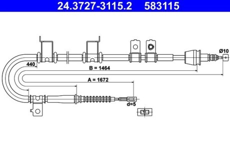 Трос, стояночная тормозная система ATE 24.3727-3115.2 (фото 1)