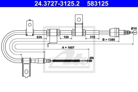 Трос, стояночная тормозная система ATE 24.3727-3125.2 (фото 1)