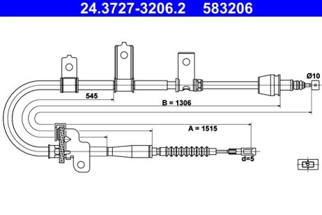 Трос, стояночная тормозная система ATE 24.3727-3206.2 (фото 1)